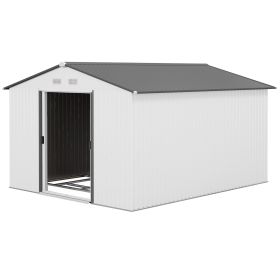 Outsunny Outdoor Tool Shed: 11x9' Metal with Sliding Doors & Vents for Patio/Backyard