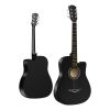 41-inch Black Guitar (Basswood Body, Matte Finish) with Black Backpack, Shoulder Strap, 2 Guitar Picks, and 1 Set of Guitar Strings