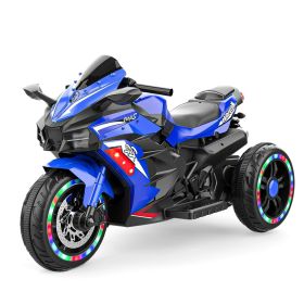 12V children's motorcycle, electric motorcycle with LED lights, BlUE, three wheels