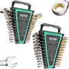 Combination Wrench Set, 24-Piece Ratcheting Wrench Set with Organizer Rack, Cr-V Steel Wrench Set SAE 1/4" to 7/8", Metric 8 mm to 19 mm