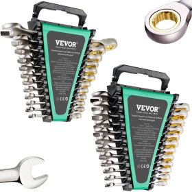Combination Wrench Set, 24-Piece Ratcheting Wrench Set with Organizer Rack, Cr-V Steel Wrench Set SAE 1/4" to 7/8", Metric 8 mm to 19 mm