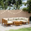 Garden Lounge Set Cream Solid acacia wood Large Modular