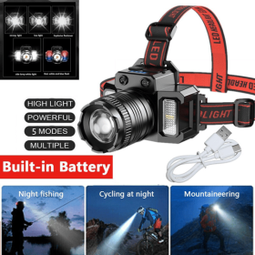 5-Modes LED Headlamp Motion Sensor Headlamp USB Rechargeable Canping Hiking Headlight