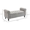 HOMCOM 50 Inches Storage Ottoman Bench, End of Bed Storage Bench with Rolled Arms, Wood Legs, Button Tufted Storage Bench, Gray