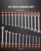 Combination Wrench Set, 24-Piece Ratcheting Wrench Set with Organizer Rack, Cr-V Steel Wrench Set SAE 1/4" to 7/8", Metric 8 mm to 19 mm