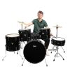 [Do Not Sell on Amazon]Glarry Full Size Adult Drum Set 5-Piece Black with Bass Drum, two Tom Drum, Snare Drum, Floor Tom, 16" Ride Cymbal