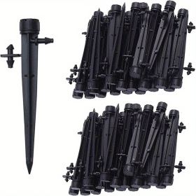 20pcs/50pcs Drip Emitters Perfect For 4/7mm Tube PE Pipe; 8 Holes; Adjustable 360 Degree Water Flow Irrigation Drippers On Stake For Flower Bed; Garde (Color: Black, Quantity: 50pcs)