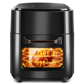 NewHome 15.8QT Air Fryer 1400W Oilless Cooker Touch Screen Customized Temp Time Visible Window (Color: Black, size: One size)