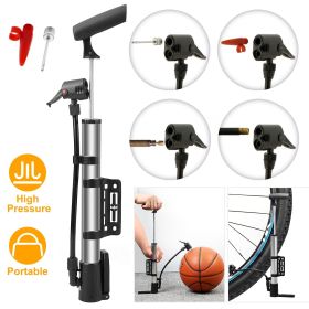 Mini Bike Pump Portable Bicycle Tire Inflator Ball Air Pump w/ Mount Frame For Mountain Road Bike (Color: Black)