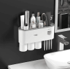Toothbrush Holders Wall Mounted, Toothbrush Holder with Automatic Toothpaste Dispensers, 6 Brush Slots