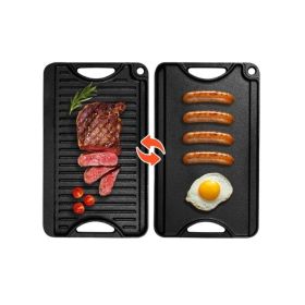 Rectangular BBQ Pan Cast Iron Reversible Grill Griddle (Type: 20x10 inch, Color: Black)