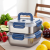 Yakimoto 2/4/6/8/10 PCS Extra-Large Stainless Steel Food Storage Containers With Blue Lids - Deep Design, Airtight Seal